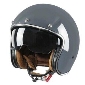 TCMT Adult Vintage Retro Grey 3/4 Open Face DOT Motorcycle Helmet (L)